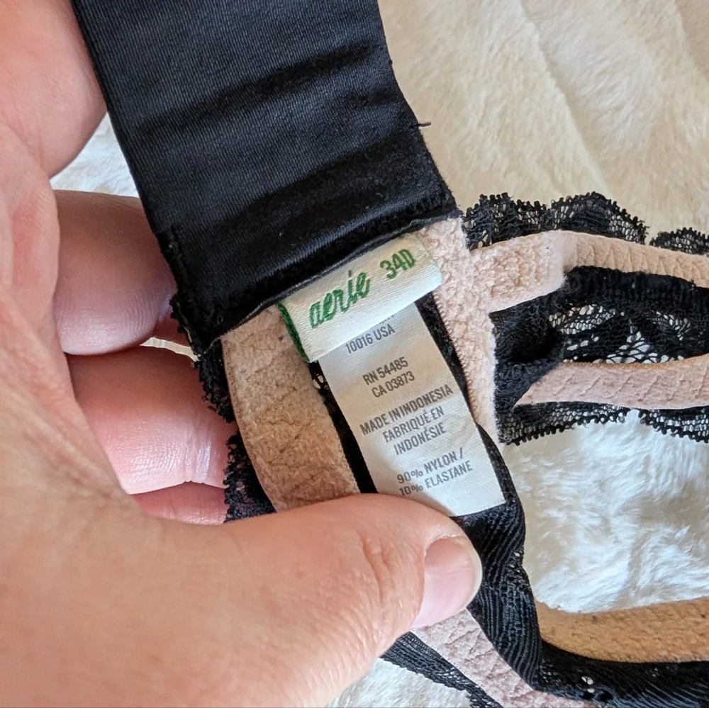 Aerie Black Lace Racerback Push-Up Bralette 34D - Picture 5 of 7